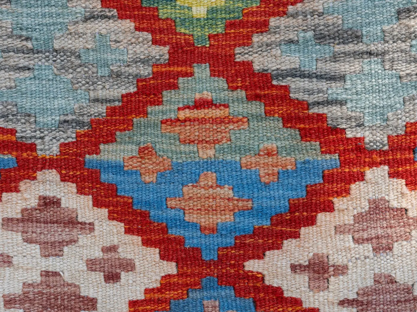 Close-up of a textured handmade carpet surface